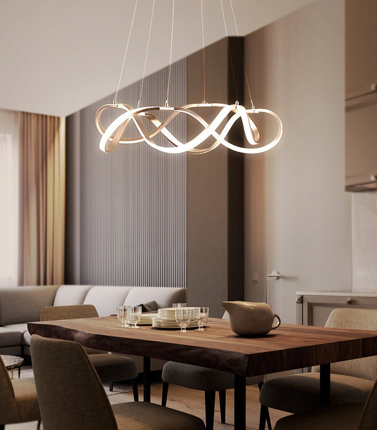 Aluminium LED Hanging Lamp in Modern Luxury Style Acrylic Linear Pendant Light for Living Room