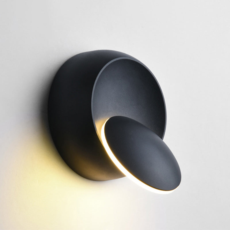 Nordic Simplicity Style Round LED Wall Light 360° Rotatable Mini Sconce Light for Bedroom Balcony