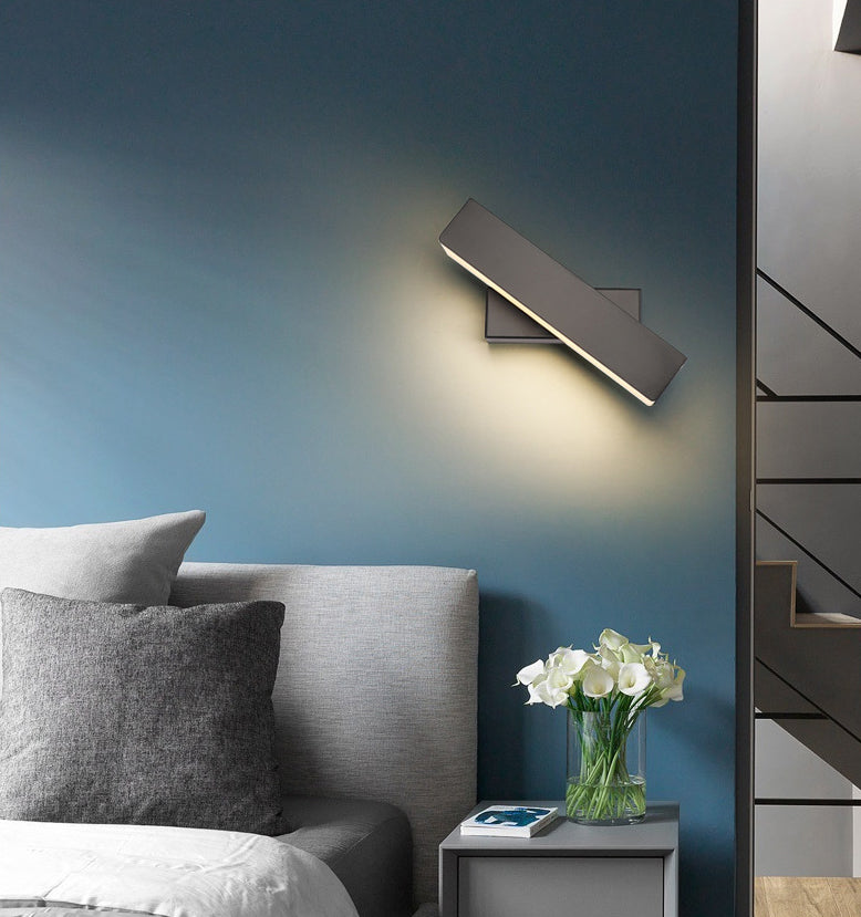 10" Wide Rectangular Acrylic LED Wall Lamp Modern Style Rotatable Bedside Light for Bedroom