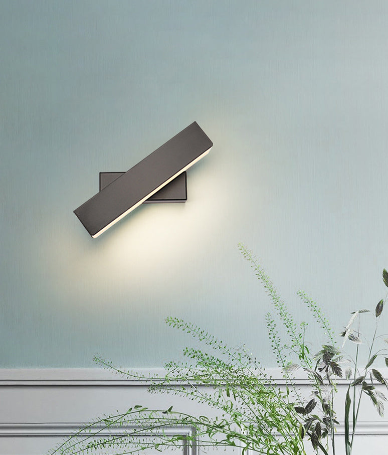 10" Wide Rectangular Acrylic LED Wall Lamp Modern Style Rotatable Bedside Light for Bedroom