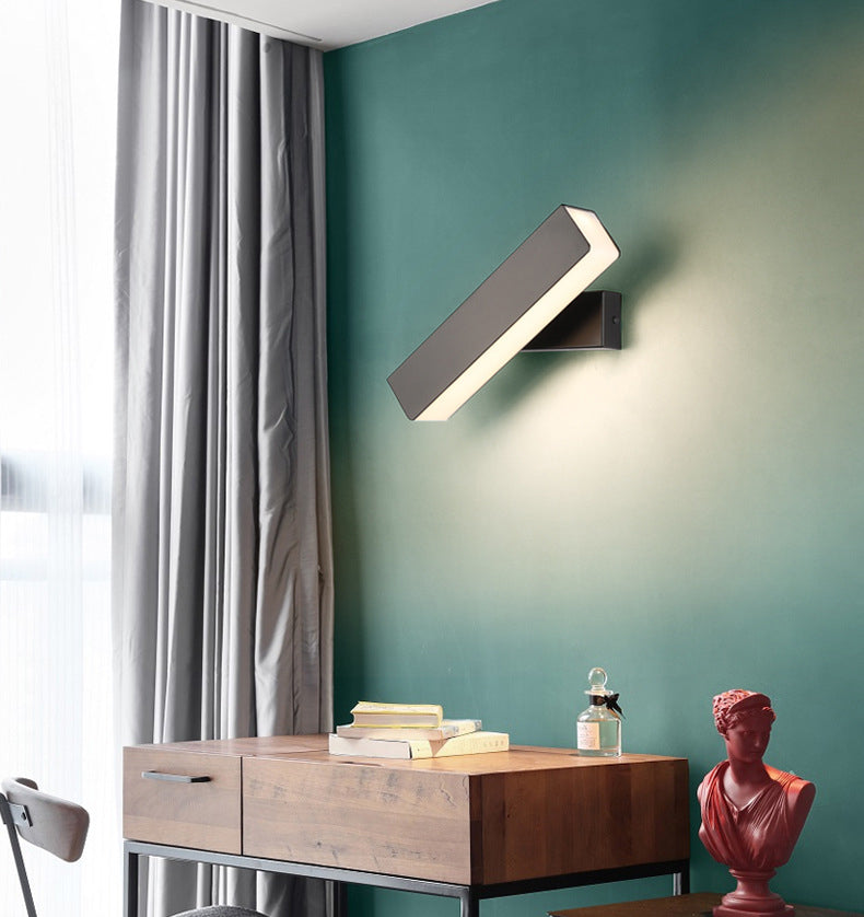 10" Wide Rectangular Acrylic LED Wall Lamp Modern Style Rotatable Bedside Light for Bedroom