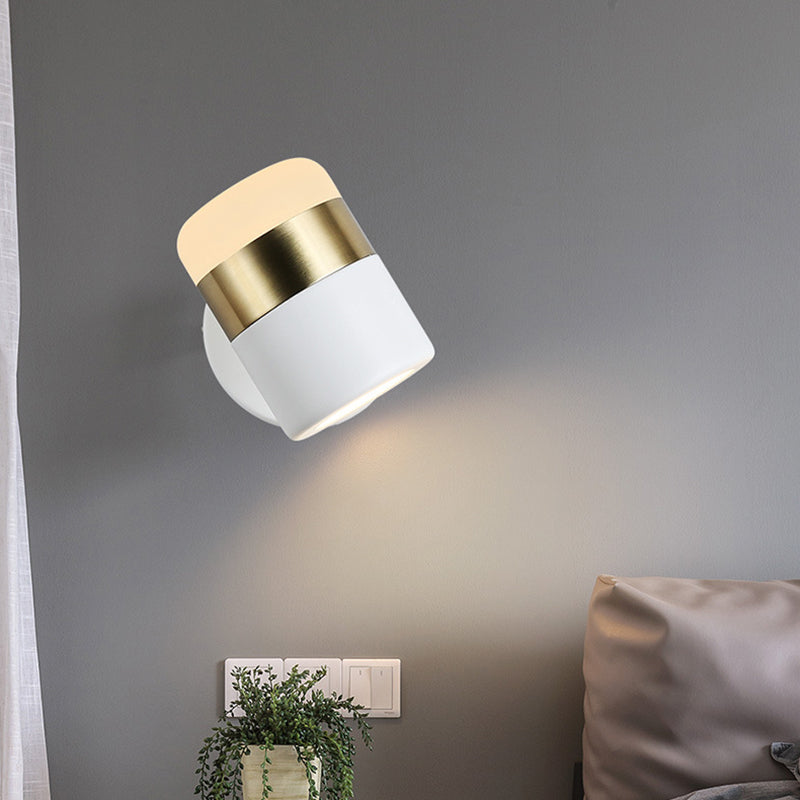 1-Light Cylindrical Simplicity Wall Sconce 4.3" Height Modern Style Rotatable Mini Wall Lamp