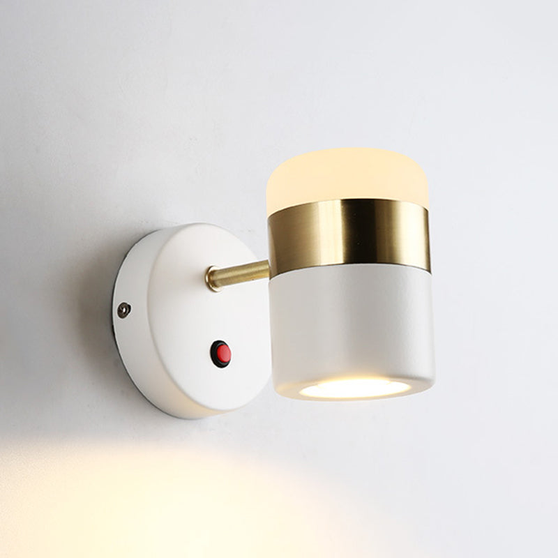 1-Light Cylindrical Simplicity Wall Sconce 4.3" Height Modern Style Rotatable Mini Wall Lamp