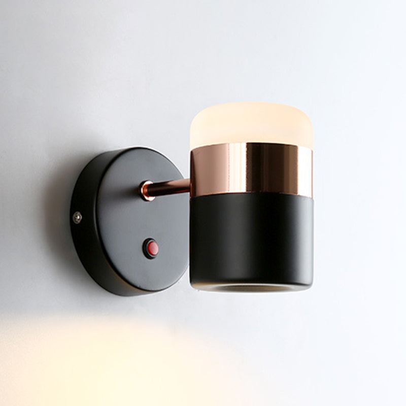 1-Light Cylindrical Simplicity Wall Sconce 4.3" Height Modern Style Rotatable Mini Wall Lamp