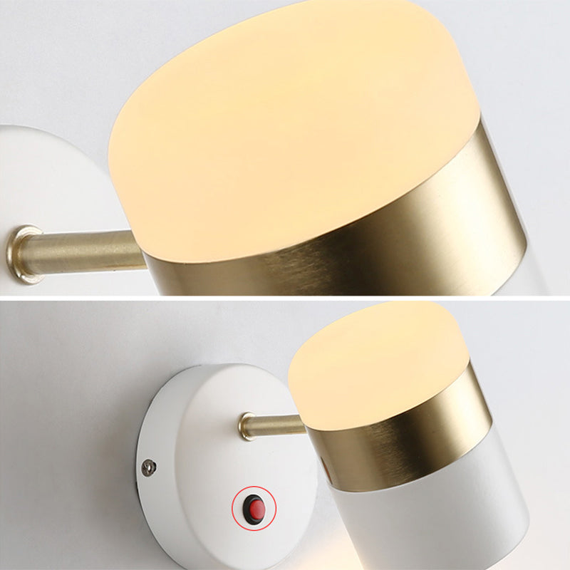 1-Light Cylindrical Simplicity Wall Sconce 4.3" Height Modern Style Rotatable Mini Wall Lamp