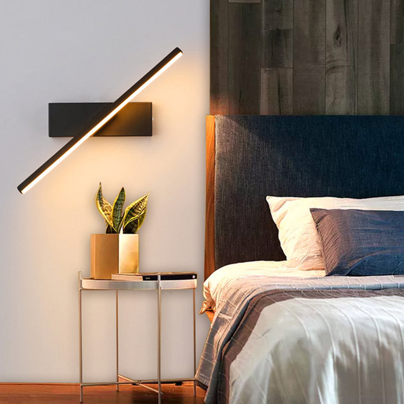 Lámpara de pared de minimalismo contemporáneo 330 ° Luz de línea LED de aluminio rotativo para dormitorio