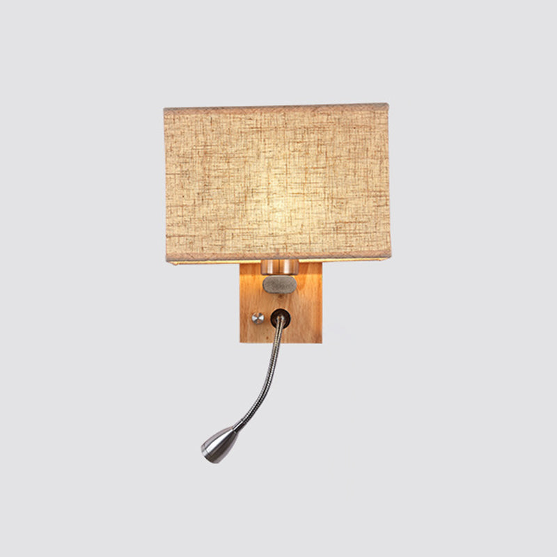 Fabric Shade Simplicity Sconce Light Mini Spotlight Design Wooden Bedside Reading Lamp for Bedroom