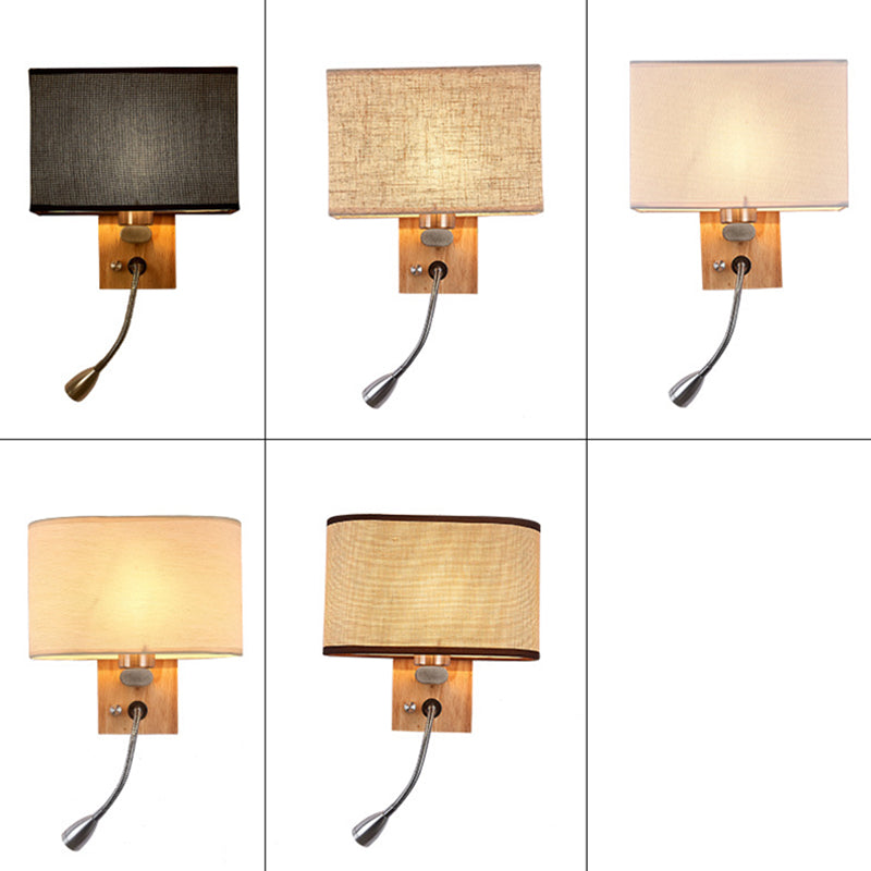 Simplicidad de tela Simplicidad Mini Mini Spotlight Diseño Lámpara de lectura de madera para dormitorio