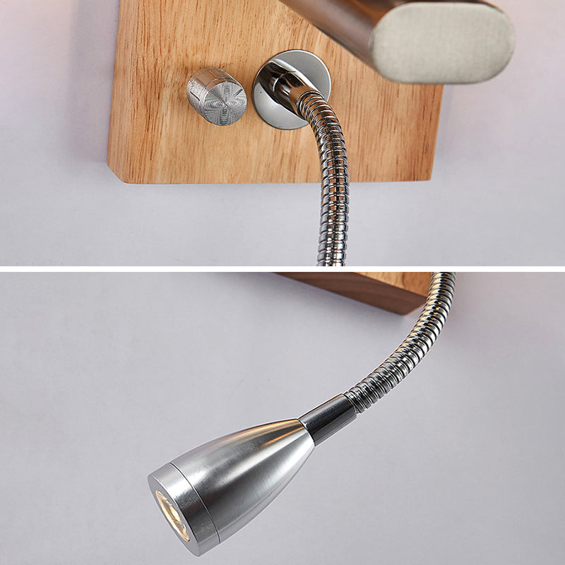 Fabric Shade Simplicity Sconce Light Mini Spotlight Design Wooden Bedside Reading Lamp for Bedroom