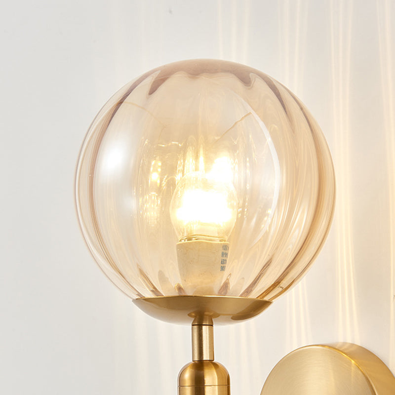 1-Licht-Glas-Globus-Wandlampe 12,5 Zoll Höhe Nordischer Metallleuchten für Treppenhaus