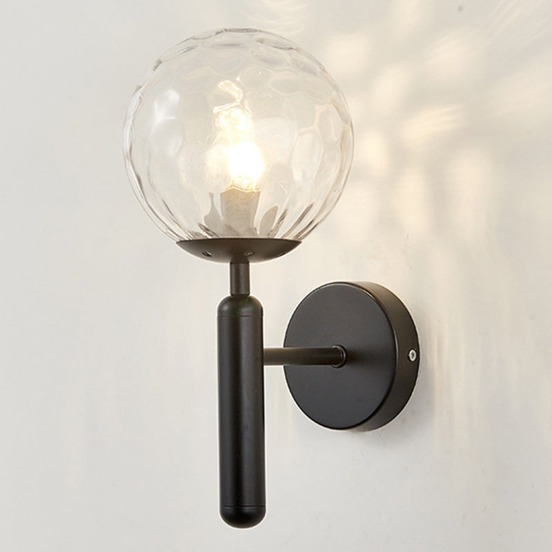 1-Licht-Glas-Globus-Wandlampe 12,5 Zoll Höhe Nordischer Metallleuchten für Treppenhaus