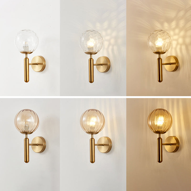 1-Licht-Glas-Globus-Wandlampe 12,5 Zoll Höhe Nordischer Metallleuchten für Treppenhaus