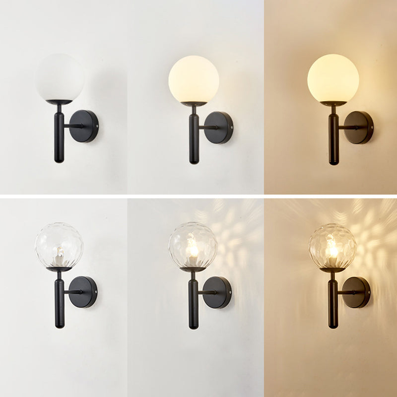 1-Licht-Glas-Globus-Wandlampe 12,5 Zoll Höhe Nordischer Metallleuchten für Treppenhaus