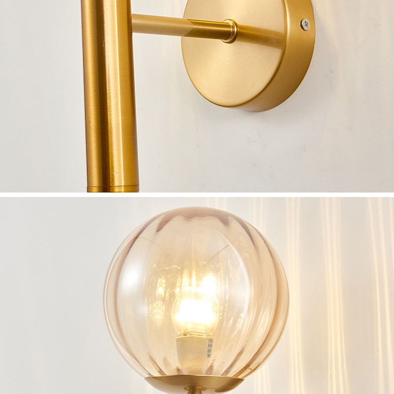 1-Licht-Glas-Globus-Wandlampe 12,5 Zoll Höhe Nordischer Metallleuchten für Treppenhaus