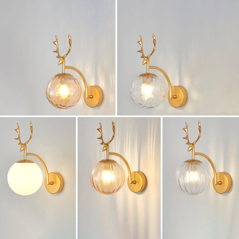 Moderna nórdica estilo esférico esférico lámparas de vidrio 1 apliques de pared ligeros para sala de estar