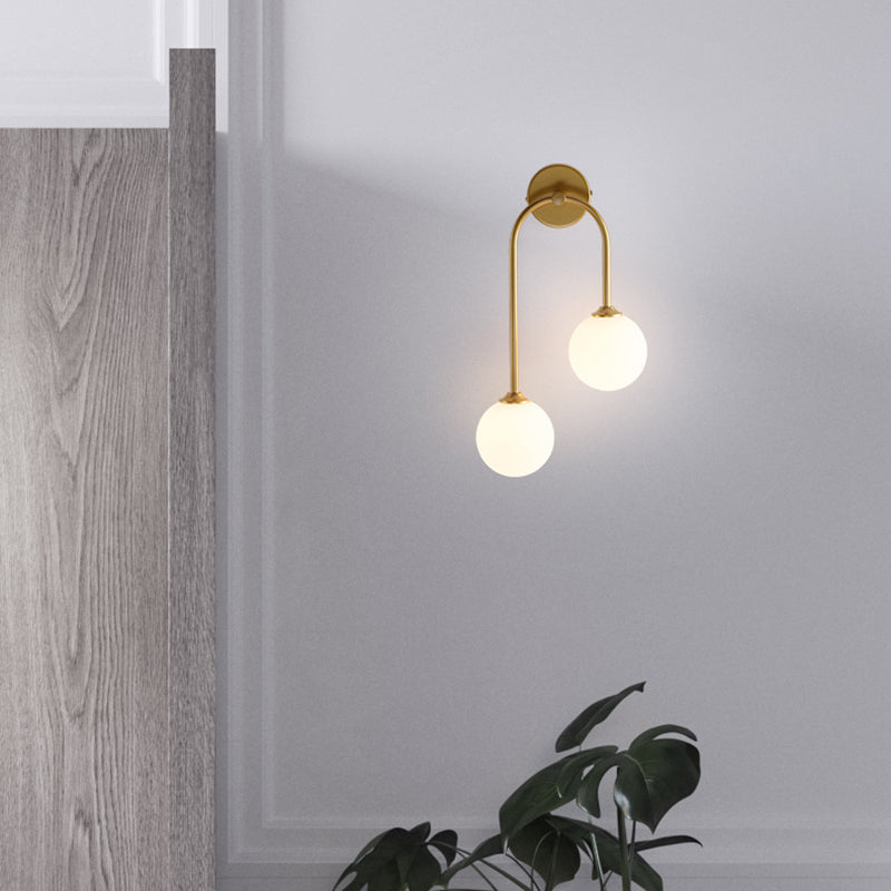 Modern Spherical Sconce Light Fixtures 2 Lights Wall Sconces with Glass Shade