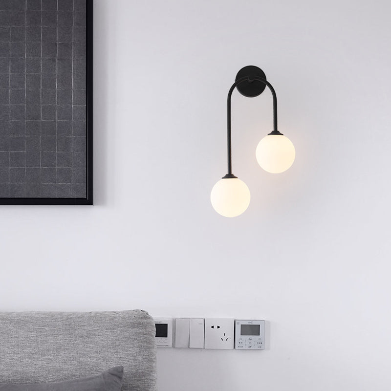 Modern Spherical Sconce Light Fixtures 2 Lights Wall Sconces with Glass Shade
