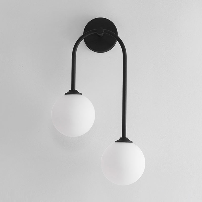 Modern Spherical Sconce Light Fixtures 2 Lights Wall Sconces with Glass Shade
