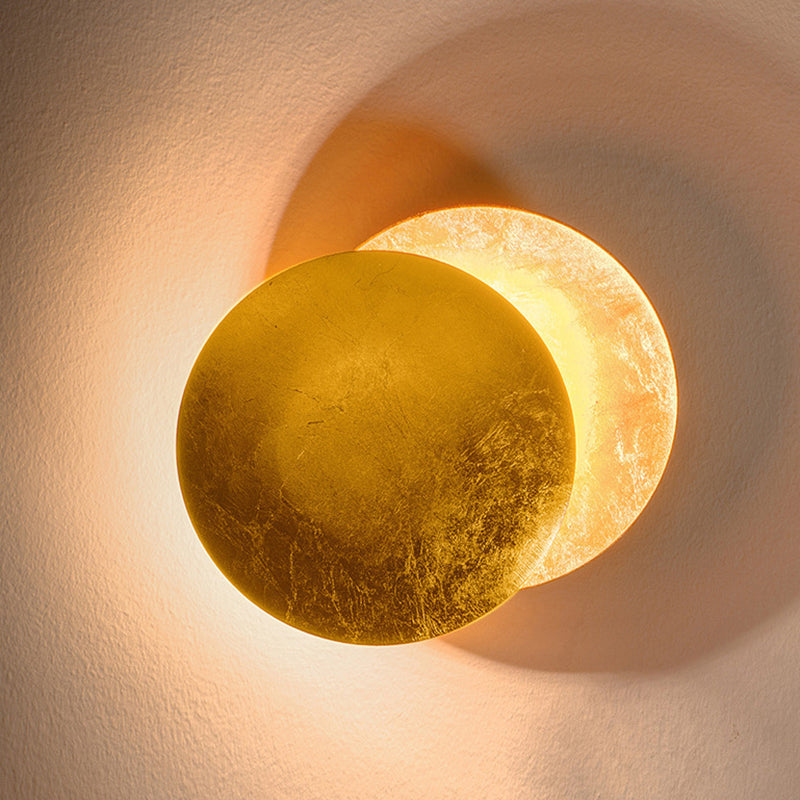 Modern Minimalist Style Circular Wall Sconce Lighting Copper Wall Light for Bedroom