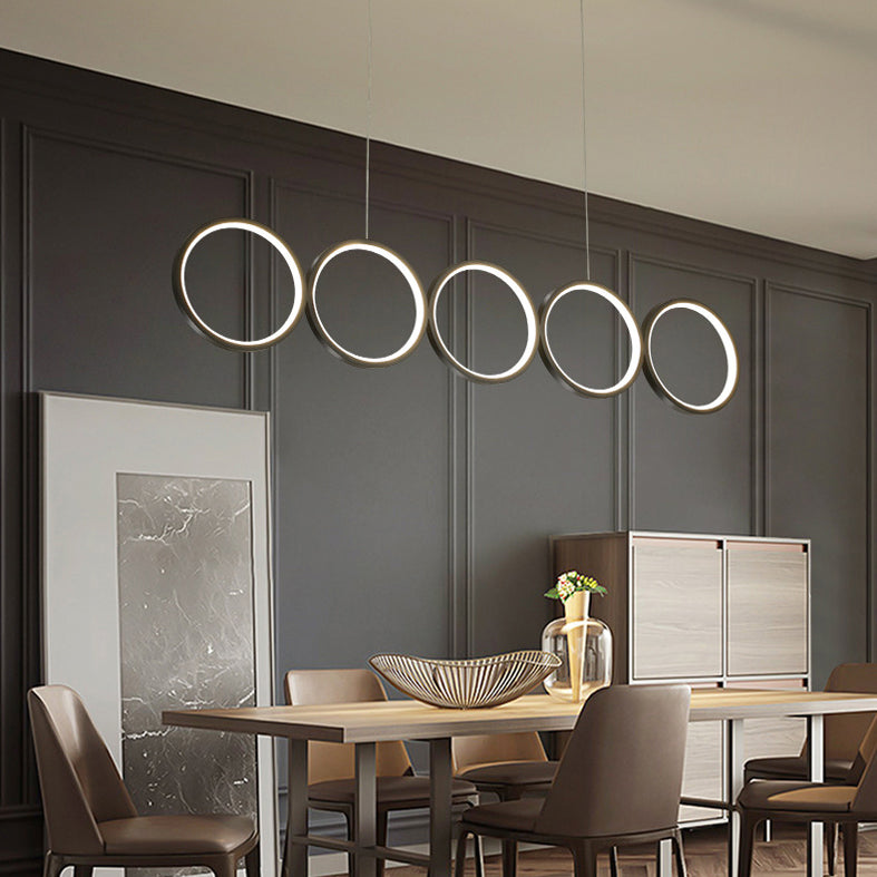 Black Annulus LED Hanging Lamp in Modern Concise Style Wrought Iron Indoor Ceiling Light with Acrylic Shade