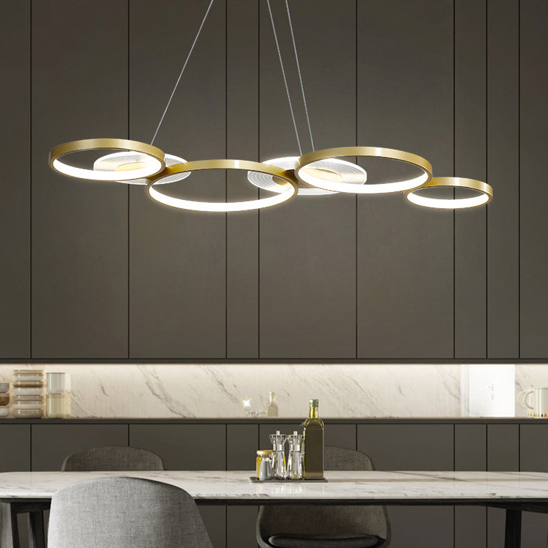 Wrought Iron LED Hanging Lamp in Modern Creative Style Acrylic Linear Pendant Light for Interior Spaces