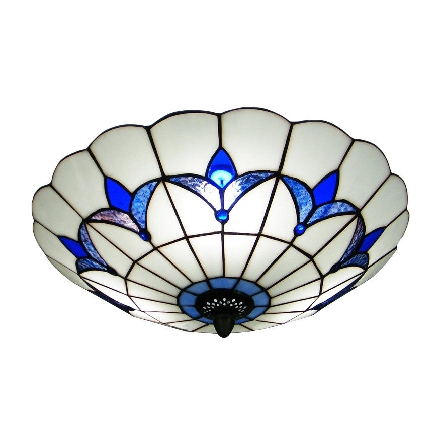 Baroque Multicolored Flush Mount Lamp Bowl Shape Glass Ceiling Mount Light Fixture