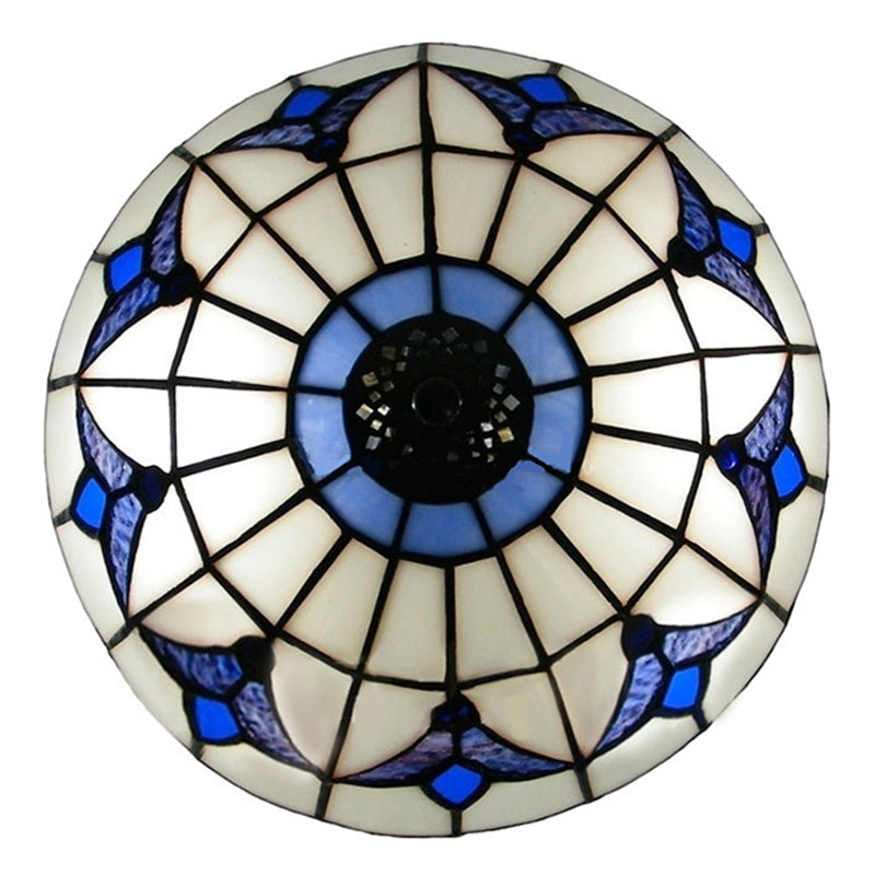 Baroque Multicolored Flush Mount Lamp Bowl Shape Glass Ceiling Mount Light Fixture