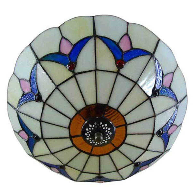 Baroque Multicolored Flush Mount Lamp Bowl Shape Glass Ceiling Mount Light Fixture