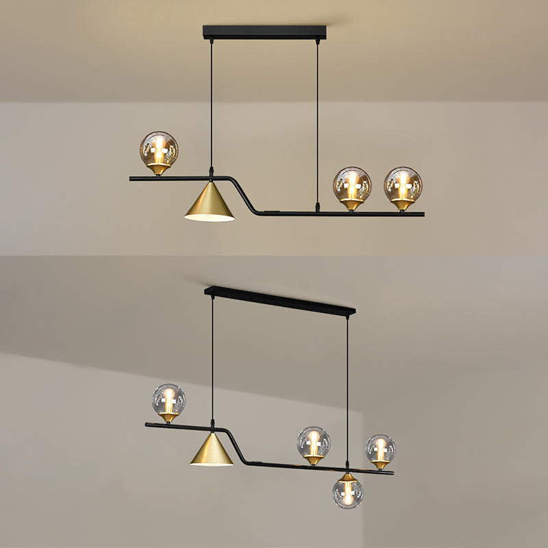 Shaded Island Lighting Fixture Simplicity Glass Island Chandelier for Dinning Room