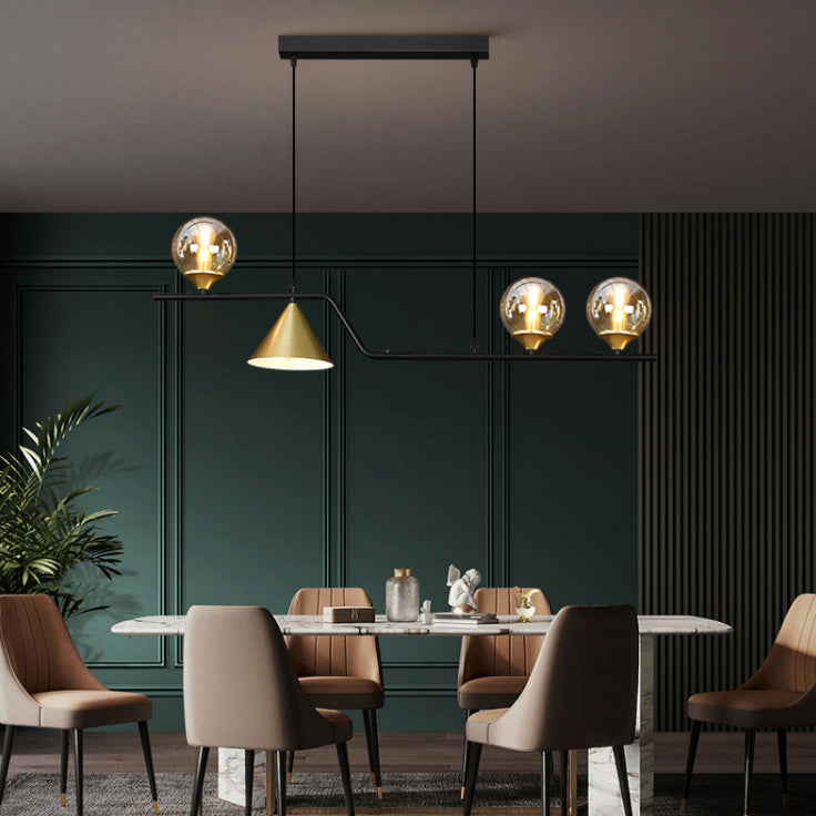 Shaded Island Lighting Fixture Simplicity Glass Island Chandelier for Dinning Room