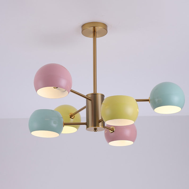 Macaron Sputnik Chandelier Lamp Metal Kids Bedroom Chandelier Lighting Fixture in Multi-Color