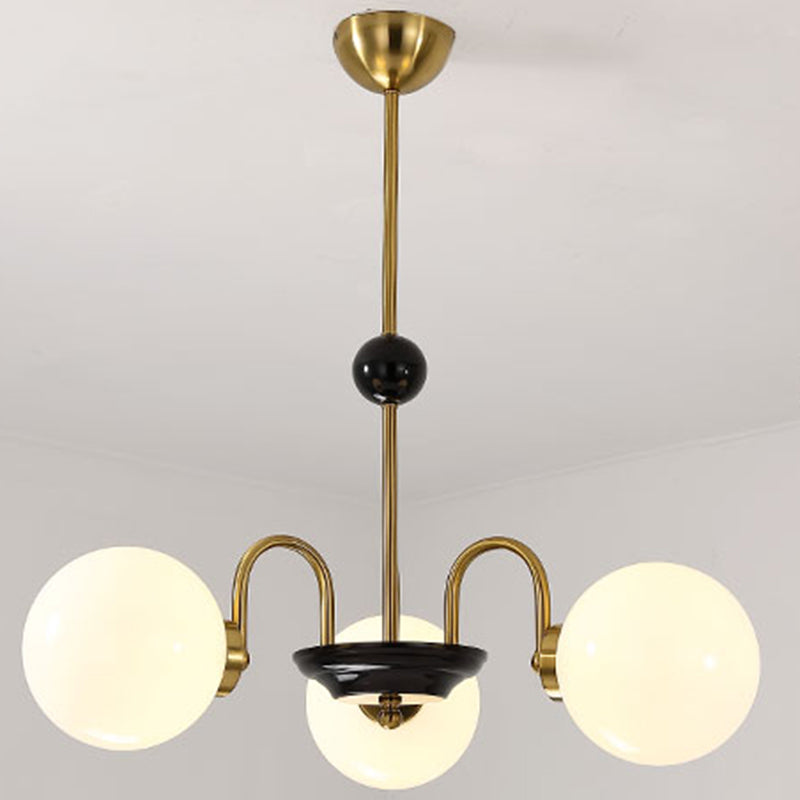 Round Glass Hanging Light Fixture Nordic-Style Chandelier Light Fixture for Dinning Room