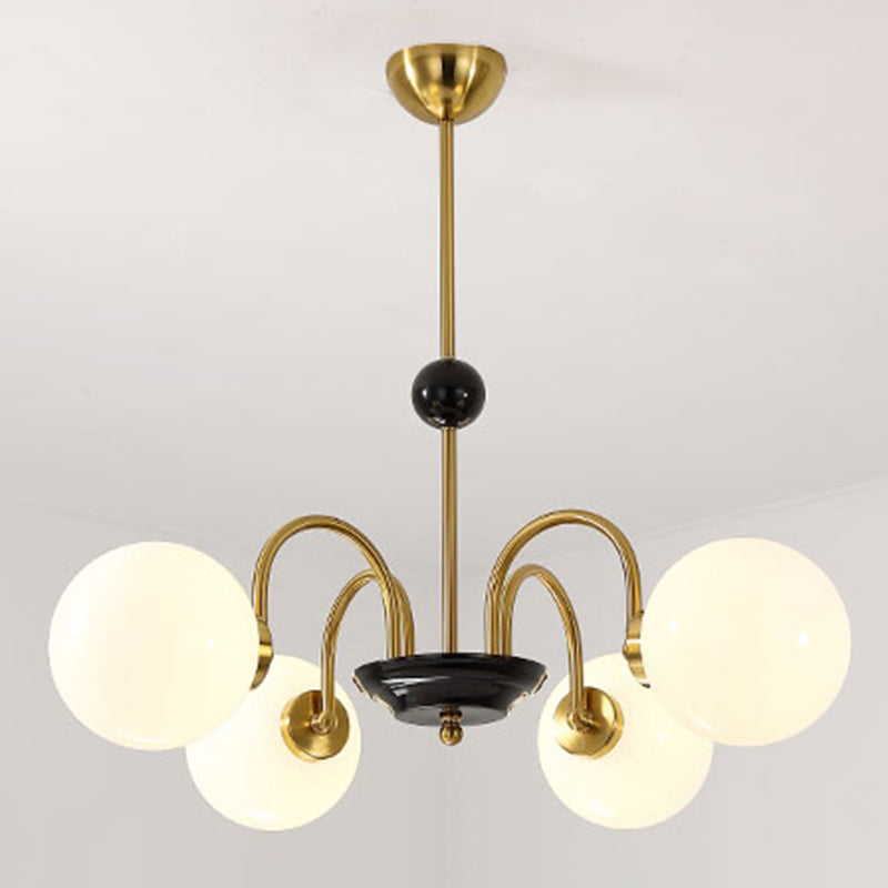 Round Glass Hanging Light Fixture Nordic-Style Chandelier Light Fixture for Dinning Room