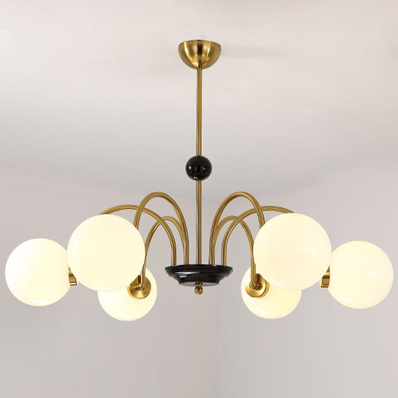 Round Glass Hanging Light Fixture Nordic-Style Chandelier Light Fixture for Dinning Room