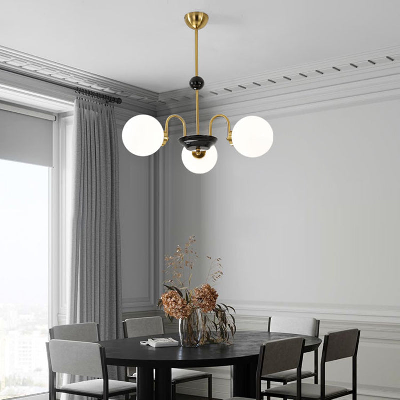 Round Glass Hanging Light Fixture Nordic-Style Chandelier Light Fixture for Dinning Room