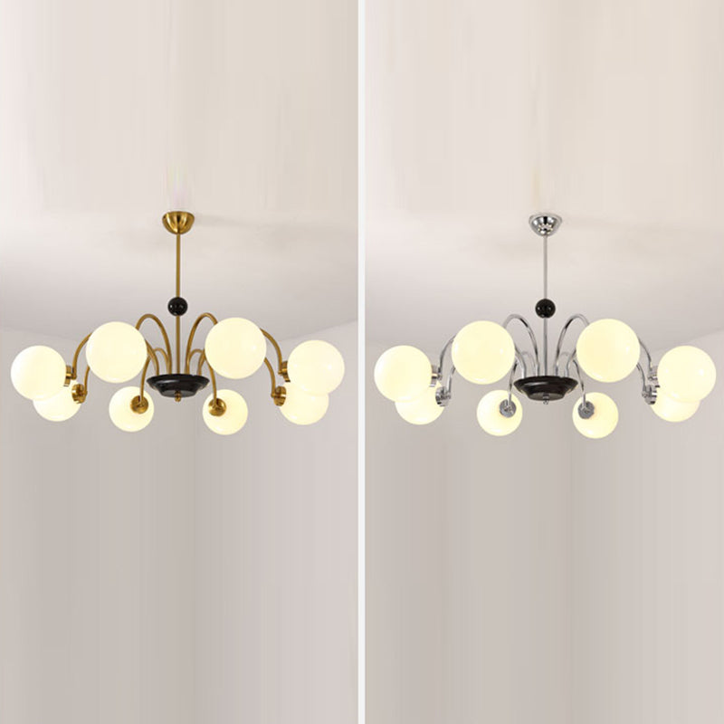 Round Glass Hanging Light Fixture Nordic-Style Chandelier Light Fixture for Dinning Room