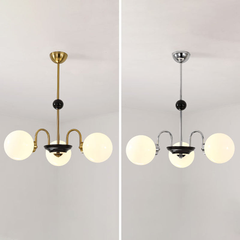 Round Glass Hanging Light Fixture Nordic-Style Chandelier Light Fixture for Dinning Room