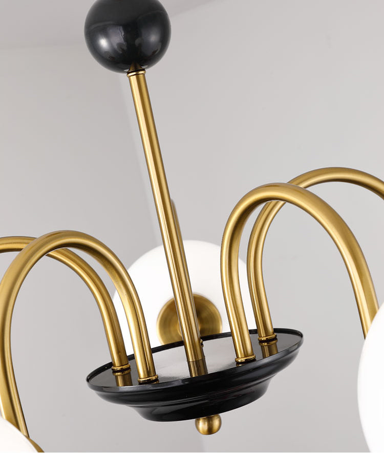 Round Glass Hanging Light Fixture Nordic-Style Chandelier Light Fixture for Dinning Room