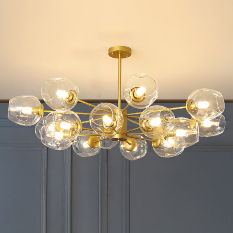 Starburst Chandelier Light Fixture Modern-Style Glass Living Room Ceiling Chandelier in Gold