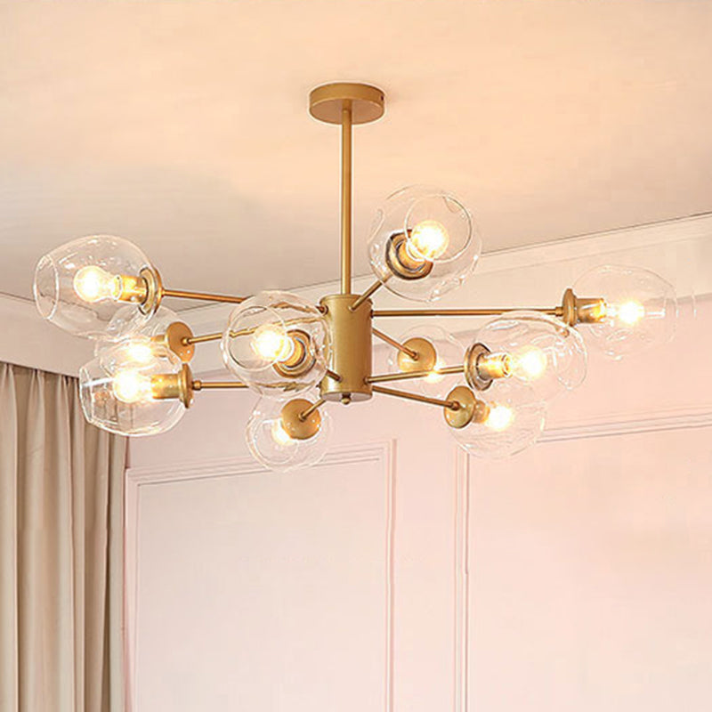 Starburst Chandelier Light Fixture Modern-Style Glass Living Room Ceiling Chandelier in Gold