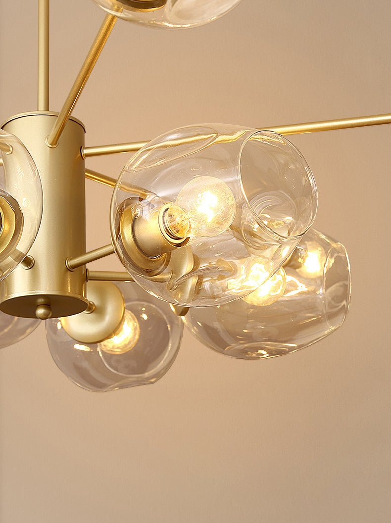 Starburst Chandelier Light Fixture Modern-Style Glass Living Room Ceiling Chandelier in Gold