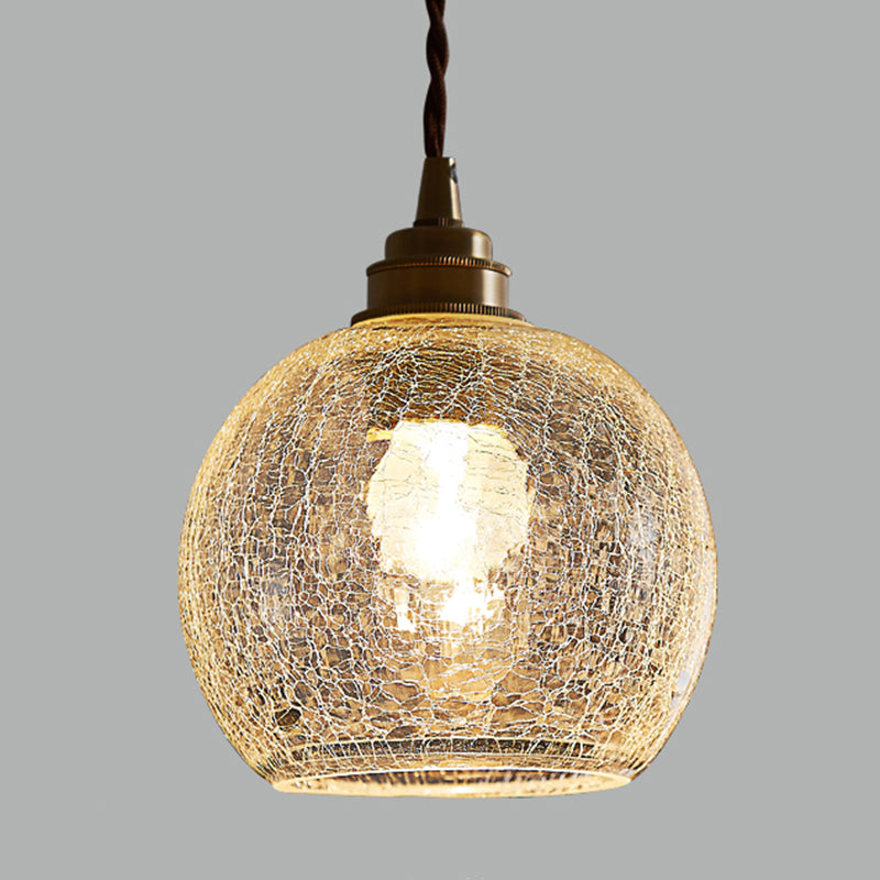 1 leichte kugelförmige Anhängerlampe Vintage Industrial Knistorte Glashängelampe für Wohnzimmer