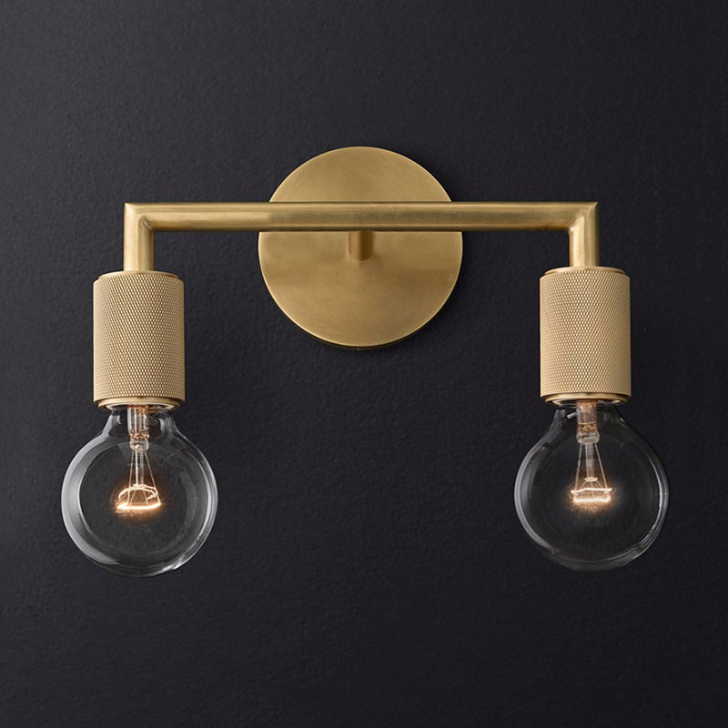 Lampada a parete in metallo a bulbo nudo, lampada da scarpa interno minimalista 1/2 luci in nero/ottone/cromo con braccio quadrato