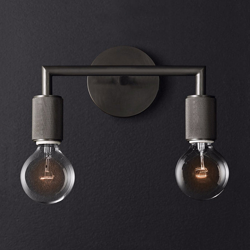 Lampada a parete in metallo a bulbo nudo, lampada da scarpa interno minimalista 1/2 luci in nero/ottone/cromo con braccio quadrato