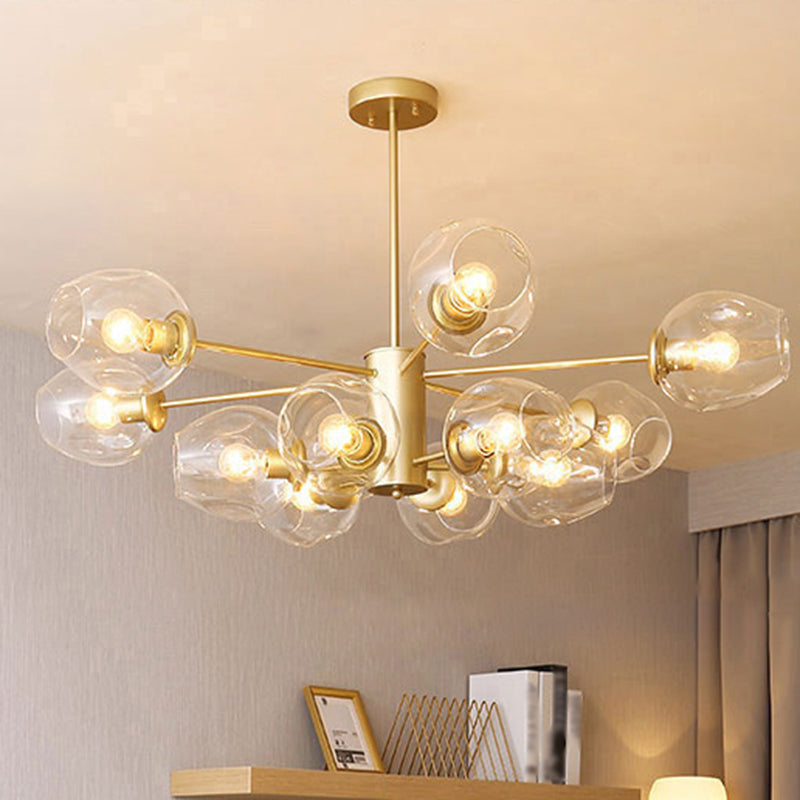 Starburst Chandelier Light Fixture Modern-Style Glass Living Room Ceiling Chandelier in Gold