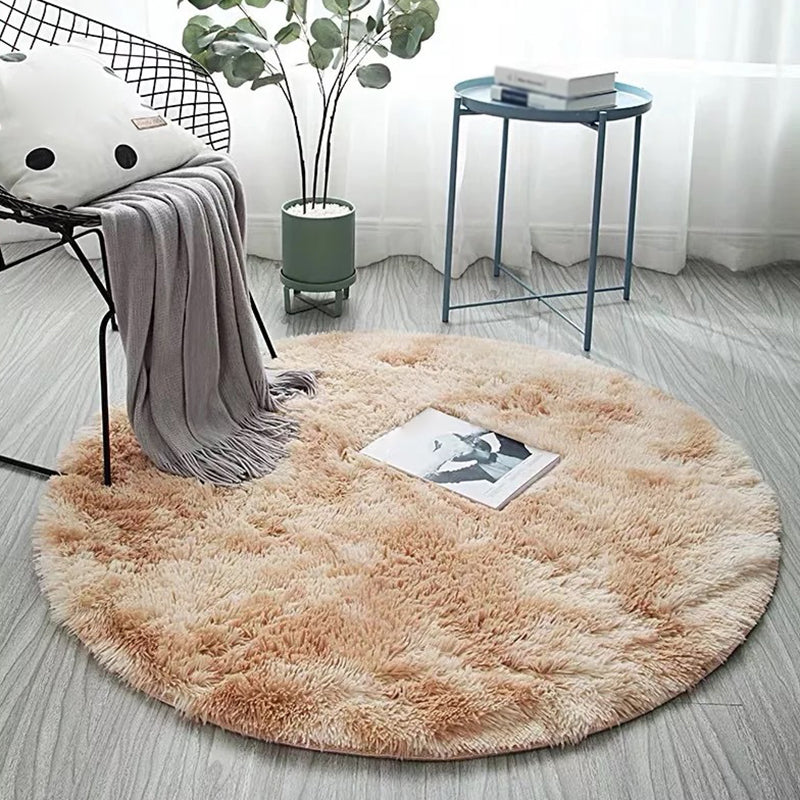 Buntes Krawattenfärbungs-Runde Teppich zeitgenössischer trendiger Polyester Easy Care Anti-Slip-Backing-Shag-Teppich für die Heimdekoration