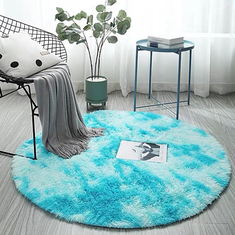 Buntes Krawattenfärbungs-Runde Teppich zeitgenössischer trendiger Polyester Easy Care Anti-Slip-Backing-Shag-Teppich für die Heimdekoration