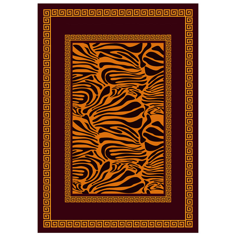 Orange Tone Modern Indoor Rug Polyester Vintage Leopard Print Carpet Easy Care Rug for Home Decoration