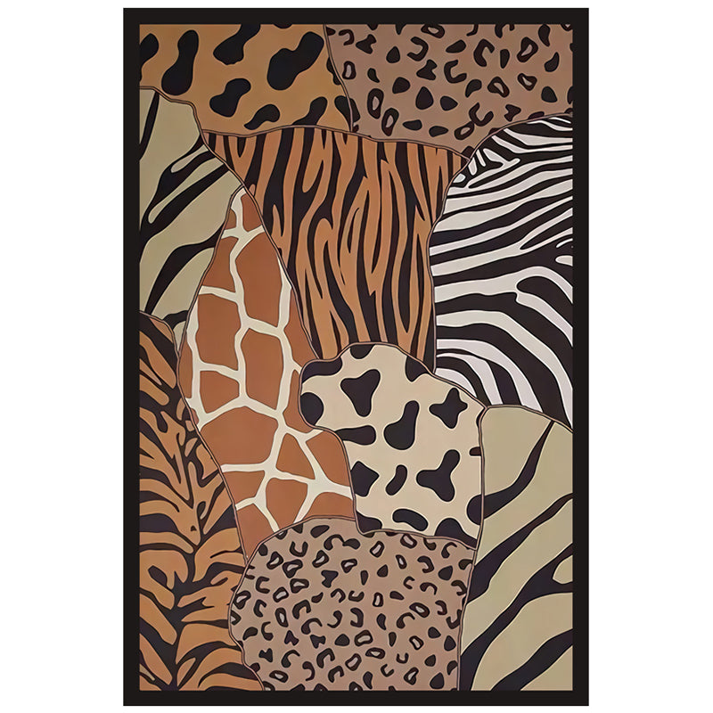 Orange Tone Modern Indoor Rug Polyester Vintage Leopard Print Carpet Easy Care Rug for Home Decoration