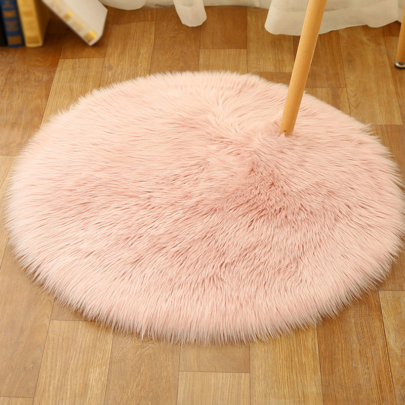 Minimalist Solid Round Area Rug Comfort Modern Shag Area Carpet Polypropylene Friendly Washable Indoor Carpet for Home Decor